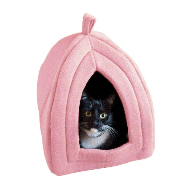 Pet Adobe Cat Pet Bed, Igloo Soft Indoor Enclosed Covered Tent House for Cats, Kittens, and Small Pets (Pink) 205100MYP - main